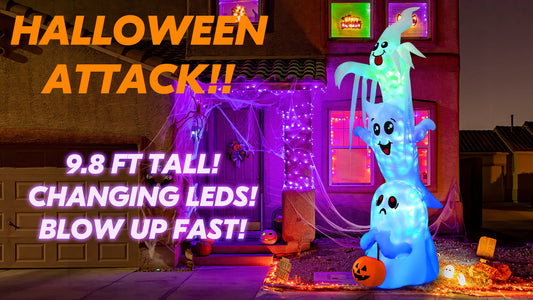 Ghost Trio Inflatable: Stack Up the Halloween Fun in Your Yard!