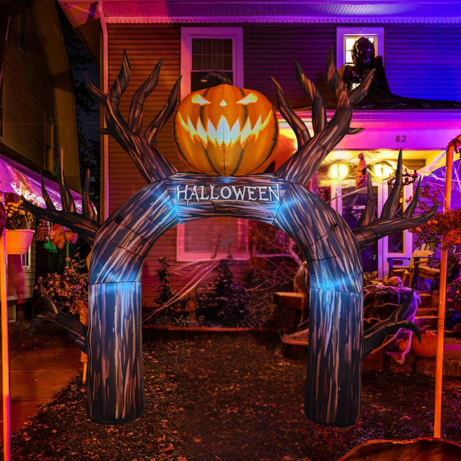 GOOSH 12FT Inflatable Halloween Arch with Pumpkin – Light-Up Yard Deco