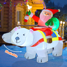 Load image into Gallery viewer, GOOSH 6.6 FT Christmas Inflatable Santa Claus on Polar Bear, Blow Up Yard Decorations with Built-in LEDs for Christmas Indoor Outdoor Yard Lawn Garden Decoration #27255
