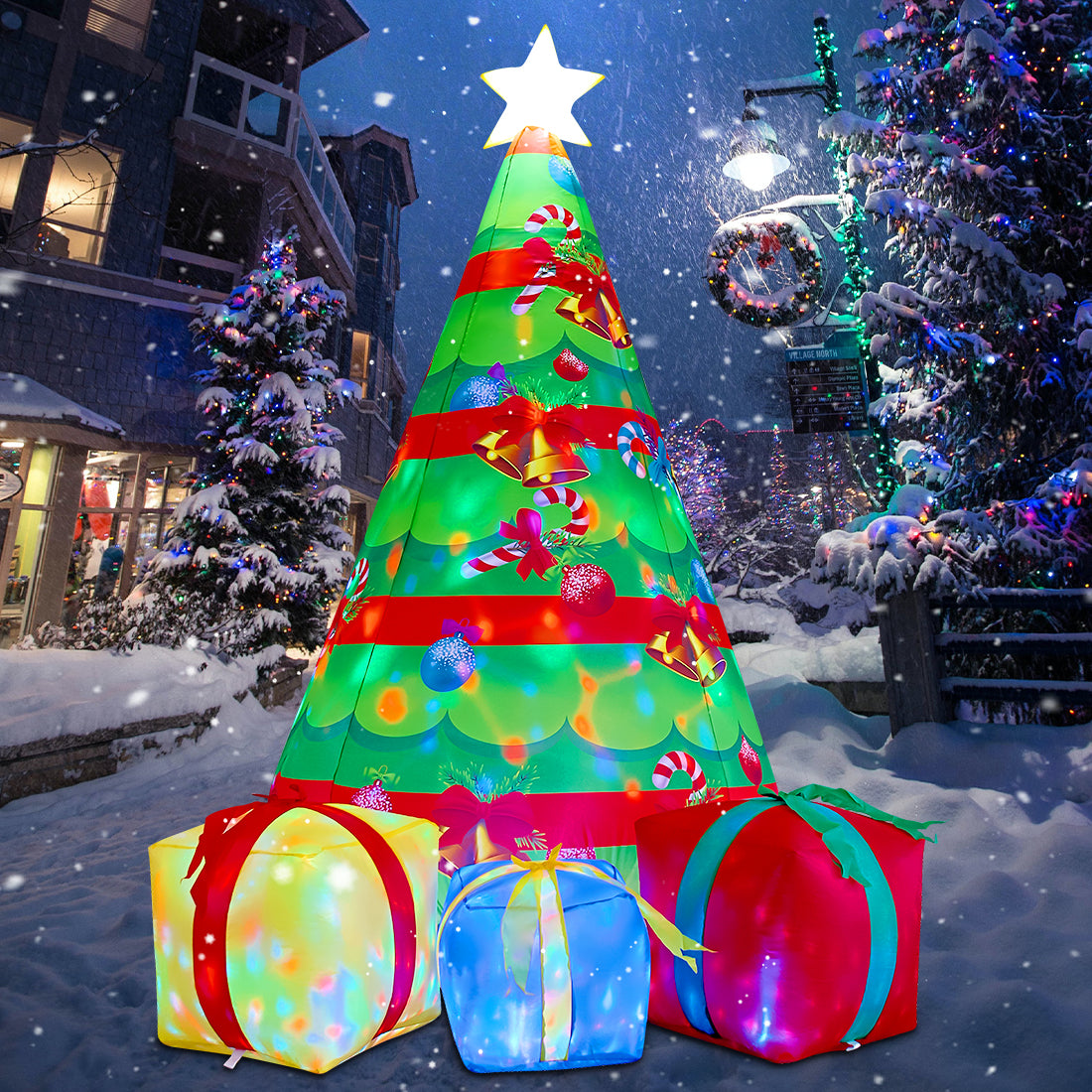 GOOSHY Inflatable toys showing Chirstmas Tree 7 FT Christmas Inflatables Tree Outdoor Decorations Blow Up Yard Present Box with Built-in LEDs for Indoor Party Garden Lawn Decor