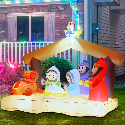GOOSH 6.5ft Christmas Inflatables Outdoor Decorations, Blow Up Nativity Church Inflatable with Built-in LEDs for Christmas Indoor Outdoor Yard Lawn Garden Decorations #27253