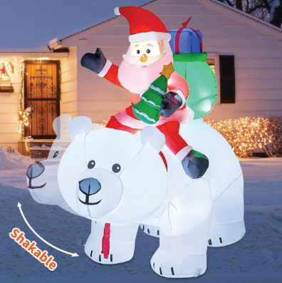 Christmas Inflatables 6FT Santa Claus Sitting on Polar Bear with Shaking Head Bright LED Light Yard Decoration, Xmas Party,Indoor,Outdoor,Garden,Yard Lawn Christmas Inflatable Clearance