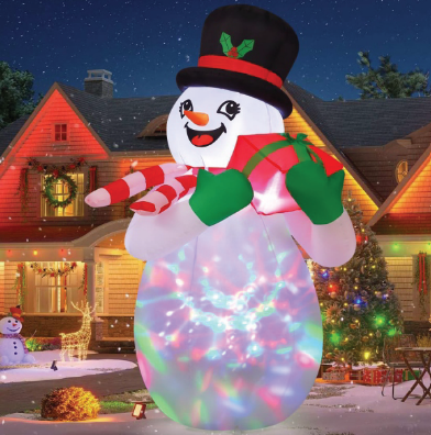 GOOSH 6 FT Height Christmas Inflatables Snowman with Gift Box, Blow Up Yard Decoration Clearance with LED Lights Built-in for Holiday/Party/Yard/Garden