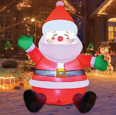 GOOSH 5 FT Christmas Inflatables Santa Claus Outdoor Decorations Blow Up Yard Sitting Santa Claus with Built-in LEDs for Holiday Xmas Garden Lawn Decor