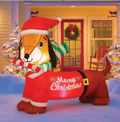 GOOSH 5ft Light-Up Inflatable Dachshund Dog Christmas Yard Decoration