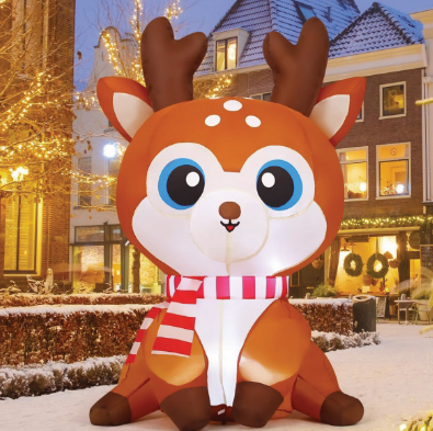 GOOSH 5 FT Christmas Inflatable Reindeer Outdoor Decoration Blow Up Yard Cute Deer with Built-in LEDs for Indoor Party Xmas Garden Lawn Decor