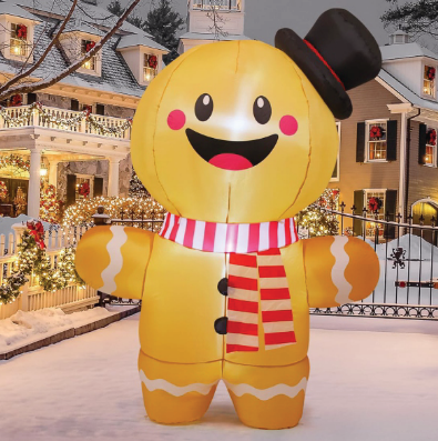 GOOSH 6.2 FT Christmas Inflatables Gingerbread Man Outdoor Decorations Blow Up Yard Gingerbread Inflatable with Built-in LEDs for Indoor Christmas Holiday Party Garden Lawn Decor