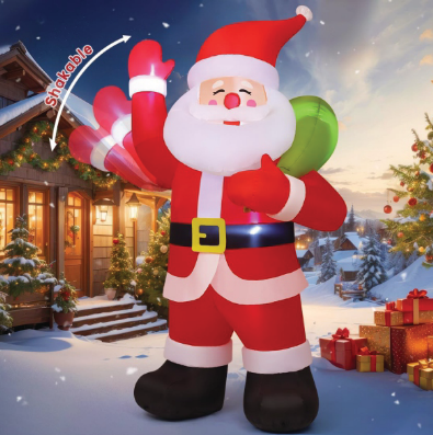 Goosh 9 FT Christmas Inflatables Santa Claus Animated Gaint Outdoor Blow Up Yard Decorations Built-in LEDs for Indoor Party Garden Lawn Decor