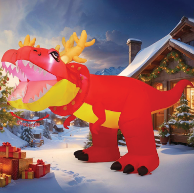 Goosh 6 FT Christmas Inflatables Outdoor Decorations Blow Up Antlers Dinosaur Inflatable with Built-in LEDs for Christmas Indoor Outdoor Yard Lawn Garden Decorations