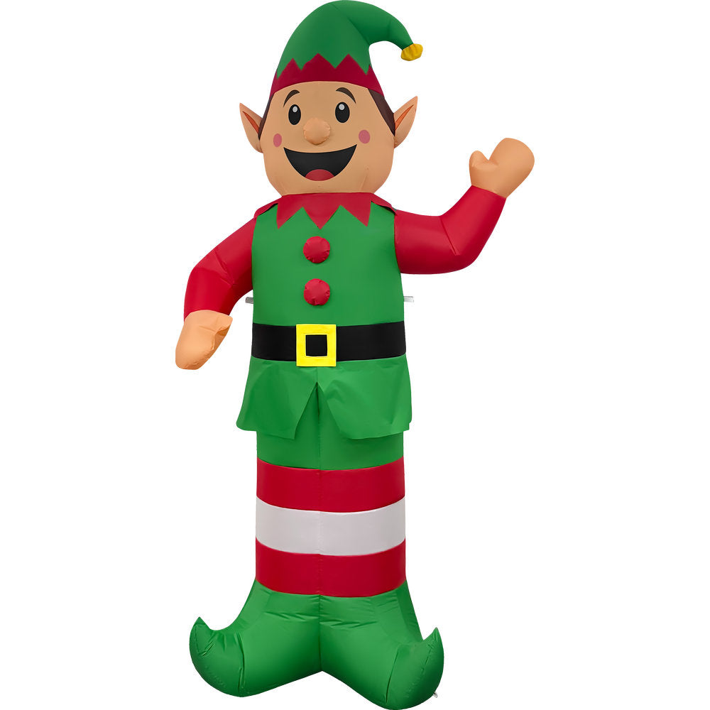 GOOSH 8 FT Christmas Elf Inflatable with LED Lights Outdoor Blow Up Yard Decoration