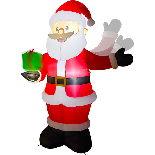 GOOSH 8 FT Animated Santa Claus Inflatable with Spinning Gift and LED Lights Christmas Outdoor Blow Up Yard Decoration