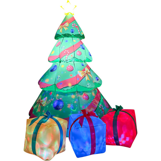 GOOSH 8 FT Christmas Tree Inflatable with Magic Spinning LED Lights and Music Outdoor Blow Up Yard Decoration