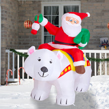 Load image into Gallery viewer, GOOSH 6.6 FT Christmas Inflatable Santa Claus on Polar Bear, Blow Up Yard Decorations with Built-in LEDs for Christmas Indoor Outdoor Yard Lawn Garden Decoration #27255
