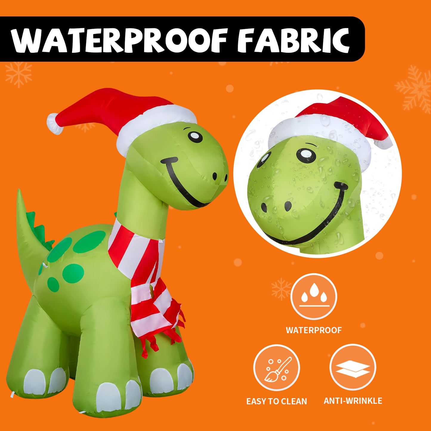 GOOSH 6.2ft Christmas Inflatables Outdoor Decorations, Blow Up Dinosaur Inflatable with Built-in LEDs for Christmas Indoor Outdoor Yard Lawn Garden Decorations