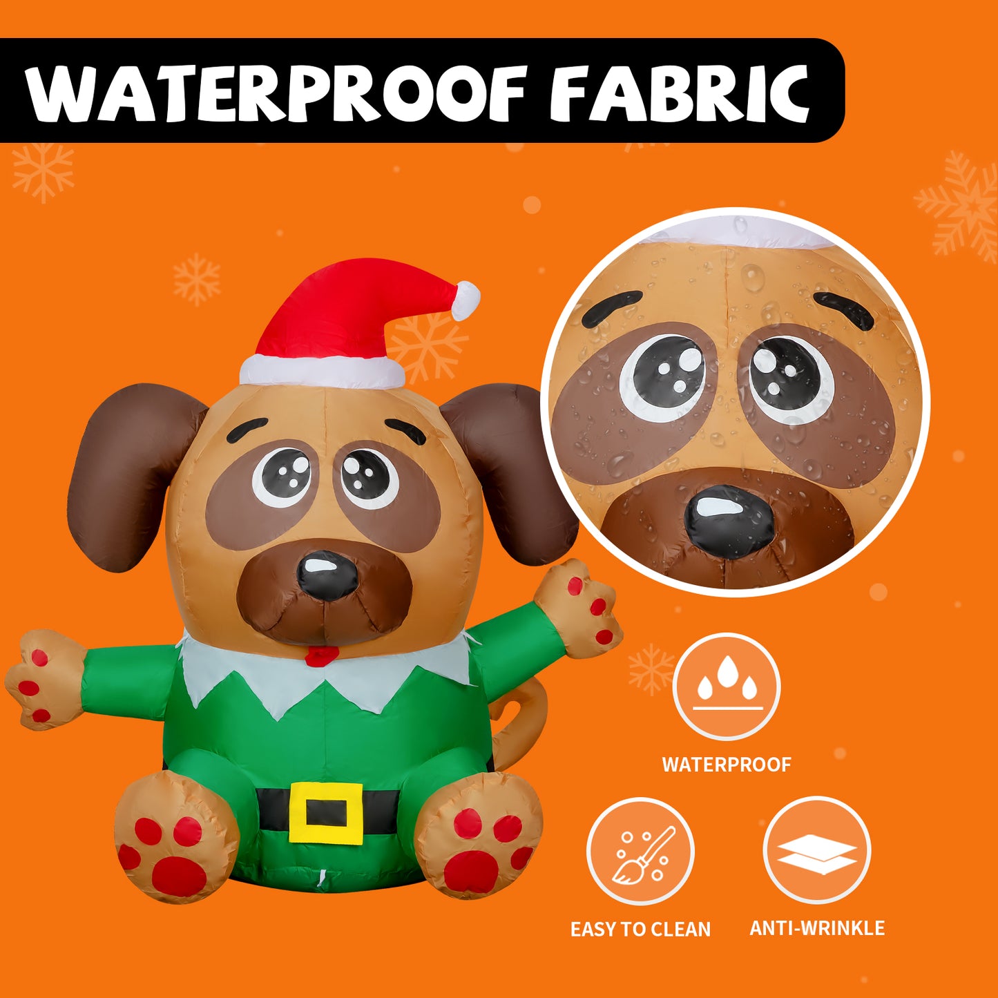 GOOSH 4.2FT Christmas Inflatable Dog with Built-in LEDs, Christmas Blow Up Yard Decorations for Holiday Party Indoor, Outdoor, Yard, Garden, Lawn #27277