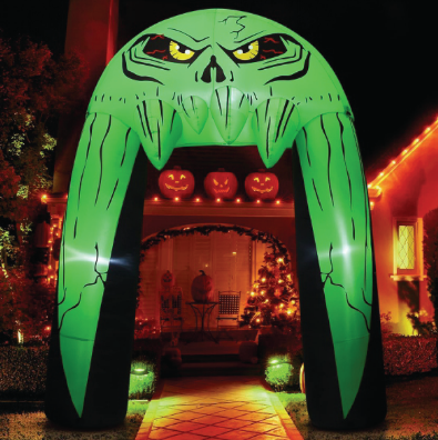 Goosh 10 FT Halloween Inflatables Archway Outdoor Decorations Blow Up Yard Monster Mouth Archway with Built-in LEDs for Indoor Party Garden Lawn