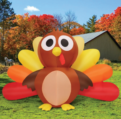 Goosh 6.7 FT Long Thanksgiving Inflatables Turkey Baby with Built-in LEDs Blow Up Yard Decoration for Holiday Party Indoor Outdoor Garden Lawn