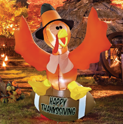 5FT Thanksgiving Inflatable Turkey with Two Hands Lifting Up