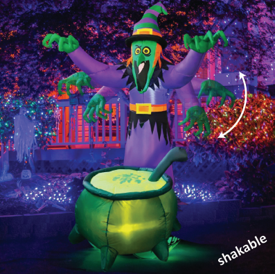 6FT Halloween Inflatable Wizard Making Poison with Shakable Hands