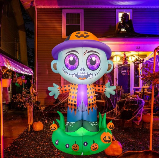 GOOSH 5.2FT Inflatable Zombie with Pumpkin Hat Light-Up Halloween Yard Decoration