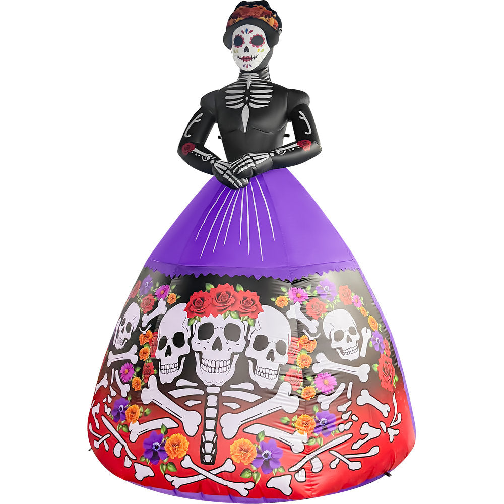 GOOSH 9.3 FT Day of the Dead Skeleton Lady Inflatable with LED Lights Halloween Outdoor Yard Decoration