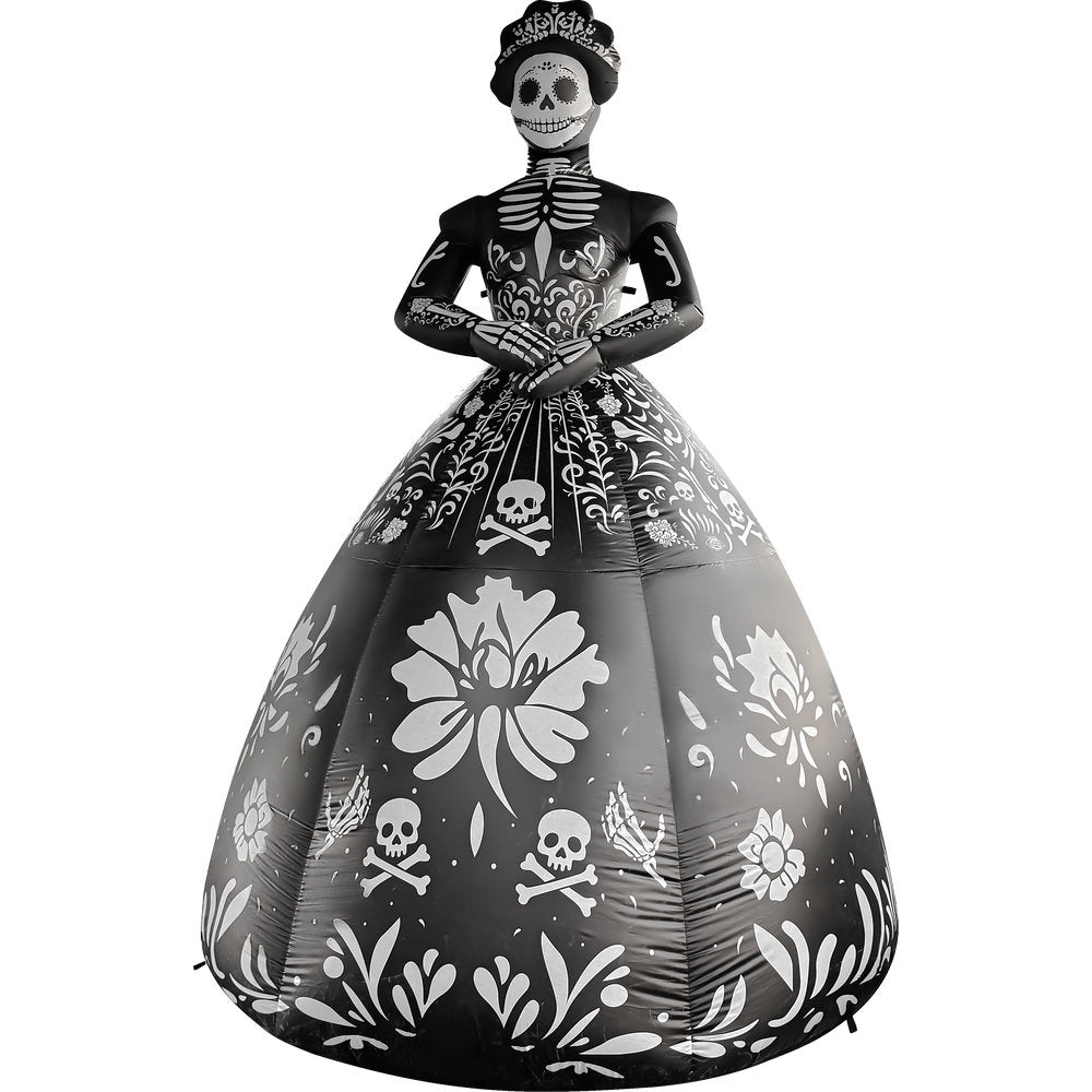 GOOSH 9.3 FT Day of the Dead Skeleton Lady Inflatable with LED Lights Halloween Outdoor Blow Up Yard Decoration