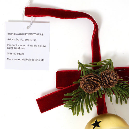 GOOSHY BROTHERS Christmas Tree Bell: Christmas Jingle Bells with Pine Cone and Needle Decorations, Hanging Tree Topper with Bows for Door Handles, Cabinet Knobs, and Party Decor for Christmas Trees, Doors, Fireplaces, and Home Decor