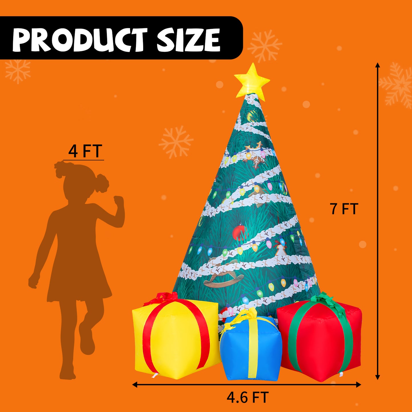GOOSH 7 FT Christmas Inflatables Tree Outdoor Decorations Blow Up Yard Present Box with Built-in LEDs for Indoor Party Garden Lawn Decor
