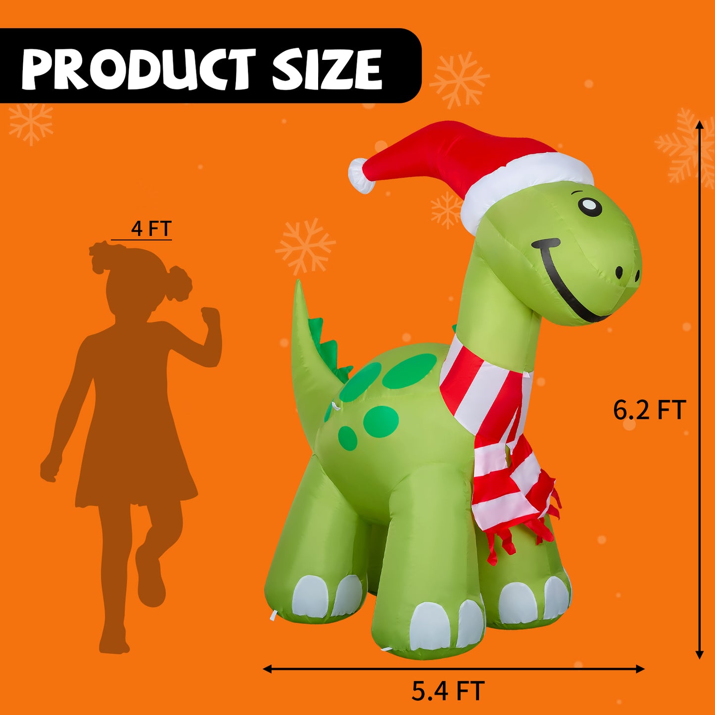 GOOSH 6.2ft Christmas Inflatables Outdoor Decorations, Blow Up Dinosaur Inflatable with Built-in LEDs for Christmas Indoor Outdoor Yard Lawn Garden Decorations