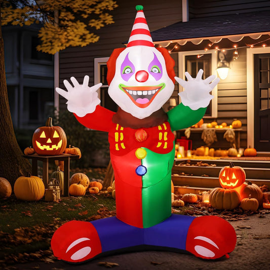 GOOSH 7 FT Halloween Inflatables Outdoor Decorations Laugh Clown Blow Up Yard Decoration with Built-in LEDs for Garden Lawn Party Decor