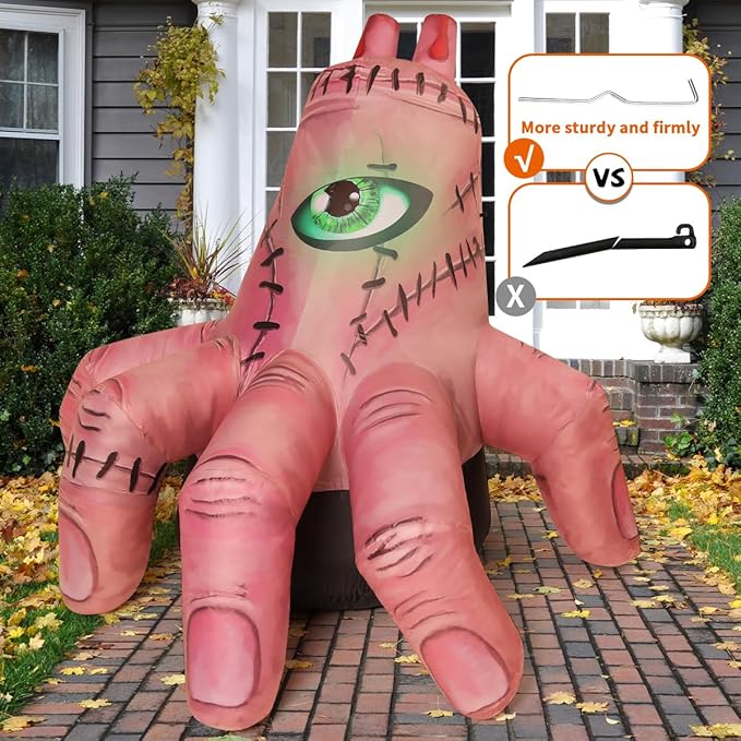 GOOSH 6 FT Halloween Inflatables Hand Outdoor Decorations Blow Up Yard Scary Giant with Built-in LEDs for Indoor Party Garden Lawn Decor