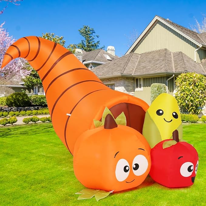 Goosh Thanksgiving Inflatables 5.6FT Long Fruit Combo with Built-in LEDs Blow Up Yard Decoration for Holiday Party Indoor Outdoor Garden Lawn