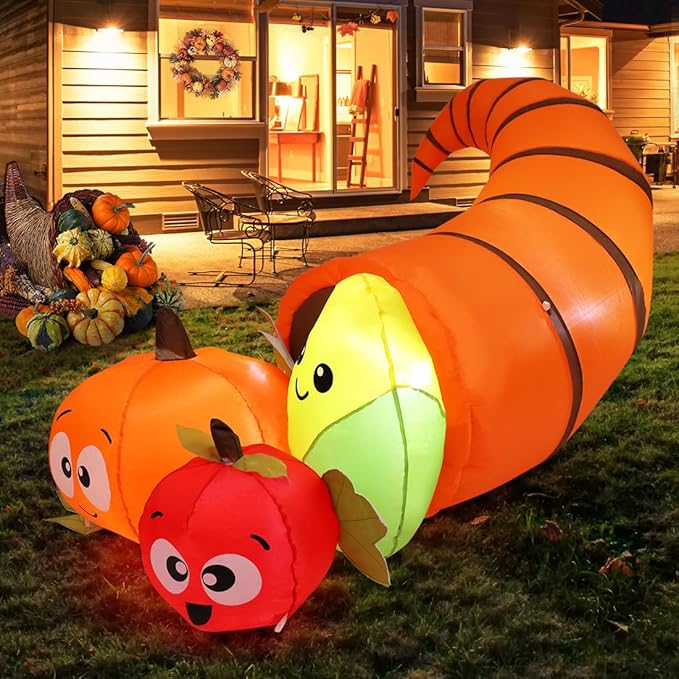 Goosh Thanksgiving Inflatables 5.6FT Long Fruit Combo with Built-in LEDs Blow Up Yard Decoration for Holiday Party Indoor Outdoor Garden Lawn