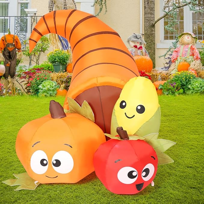 Goosh Thanksgiving Inflatables 5.6FT Long Fruit Combo with Built-in LEDs Blow Up Yard Decoration for Holiday Party Indoor Outdoor Garden Lawn