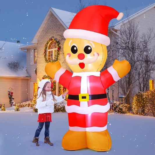 GOOSH 8 FT Tall Christmas Gingerbread Inflatables Outdoor Decorations Blow Up with Built-in LEDs for Indoor Party Yard Lawn Garden Decor