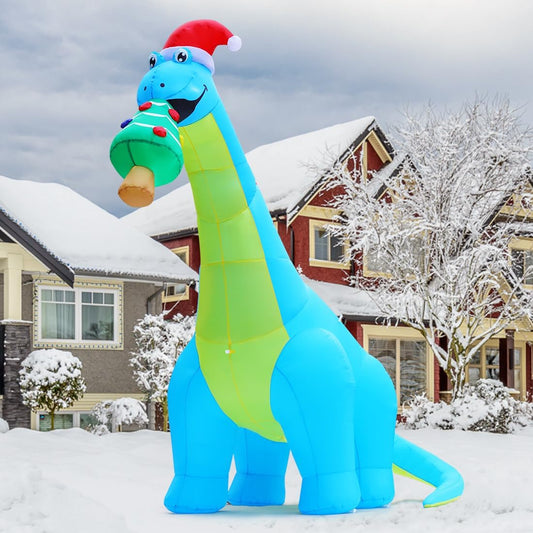 GOOSH 10ft Christmas Inflatables Outdoor Decorations, Blow Up Dinosaur Christmas Tree Inflatable with Built-in LEDs for Christmas Indoor Outdoor Yard Lawn Garden Decorations