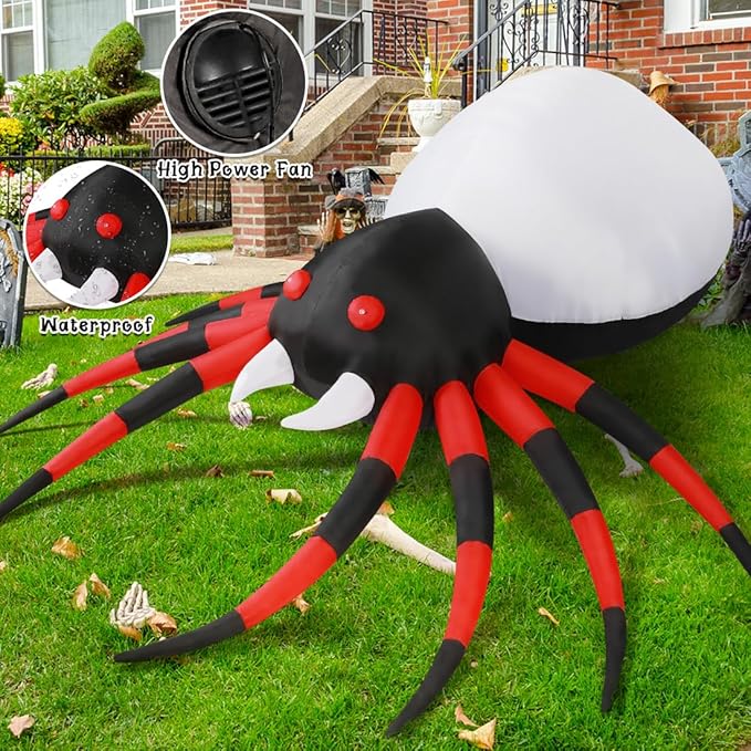 GOOSH 5 FT Width Halloween Inflatable Spider Outdoor Decoration with Magic Light, Blow Up Yard Inflatables Holiday Inflatables for Outdoor Yard Garden Lawn Decor