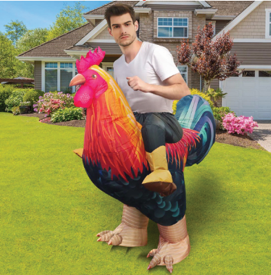Goosh Inflatable Chicken Costume Rooster Adult Suit Funny Cosplay Halloween Costume for Men Women Birthday Christmas