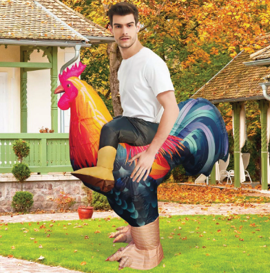 Goosh Inflatable Chicken Costume Rooster Adult Suit Funny Cosplay Halloween Costume for Men Women Birthday Christmas