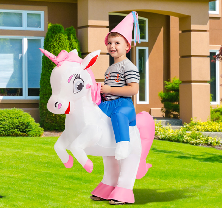 GOOSH Inflatable Unicorn Costume for Kids Halloween Costumes Boys Girls Funny Blow up Costume for Halloween Party Cosplay