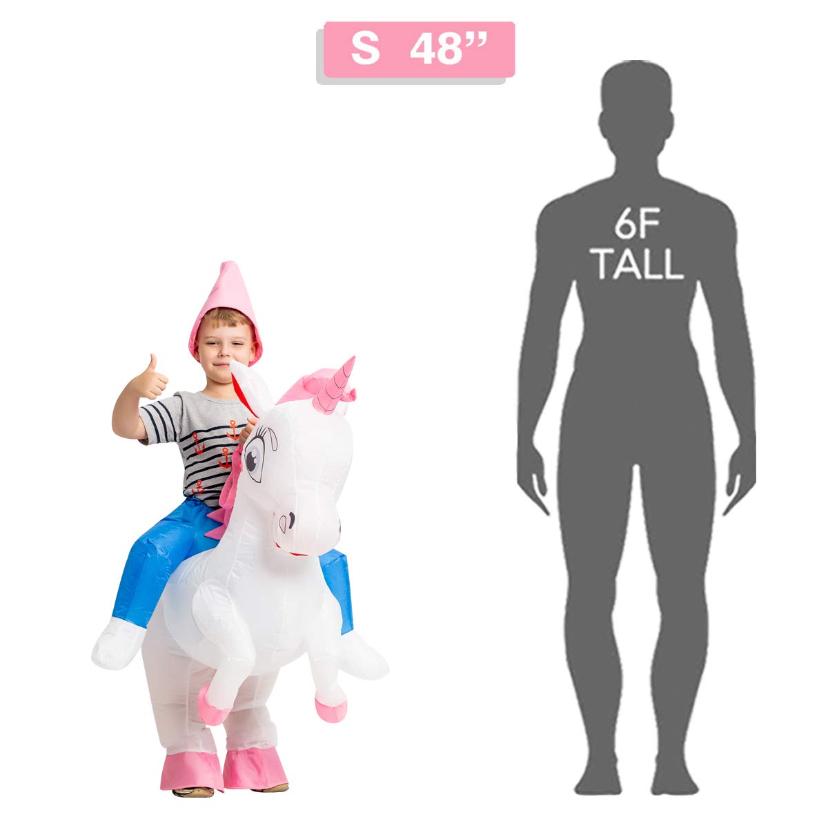 GOOSH Inflatable Unicorn Costume for Kids Halloween Costumes Boys Girls Funny Blow up Costume for Halloween Party Cosplay