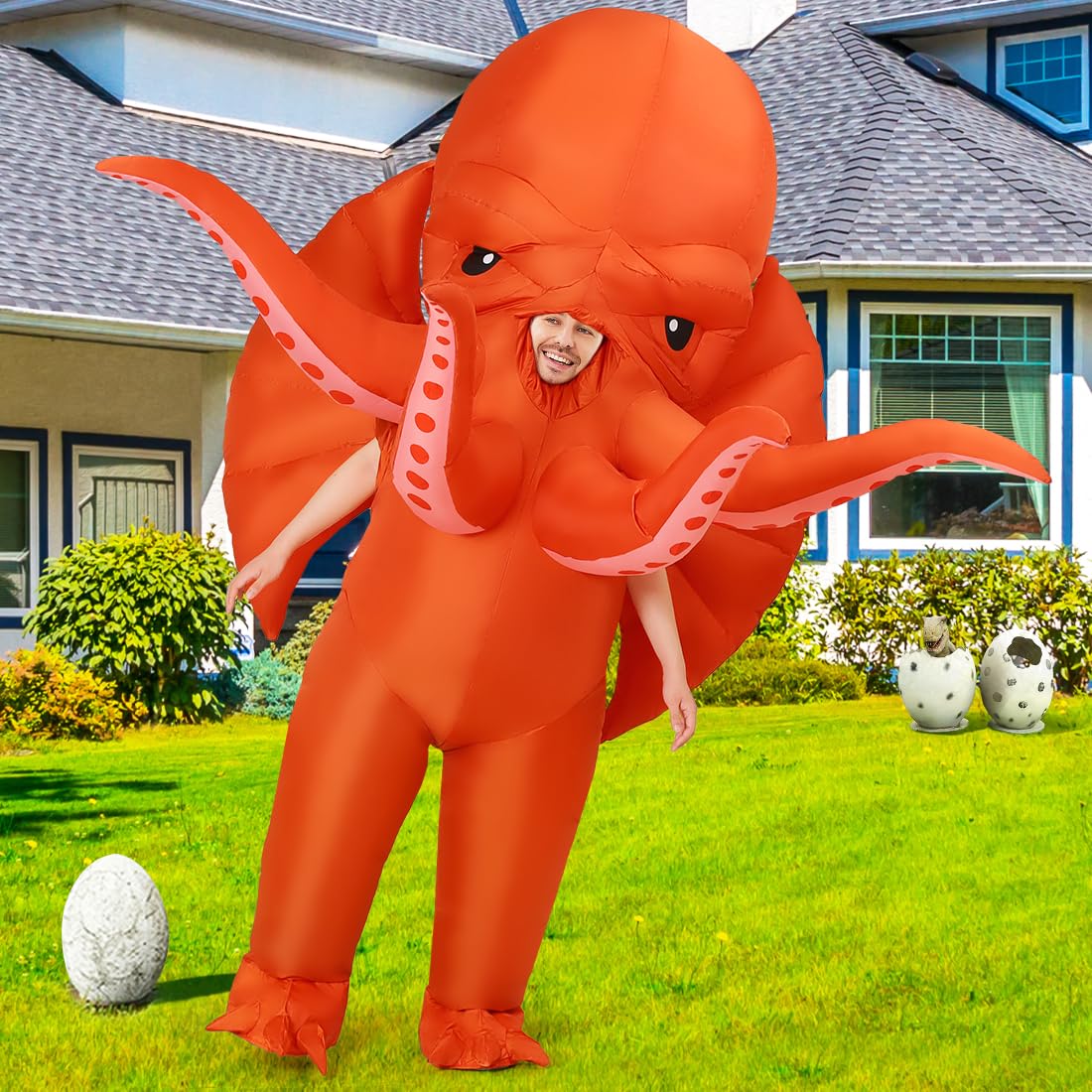 GOOSH Inflatable Octopus Costume for Adult Halloween Costume Women Man Funny Blow up Costume for Halloween Party Cosplay