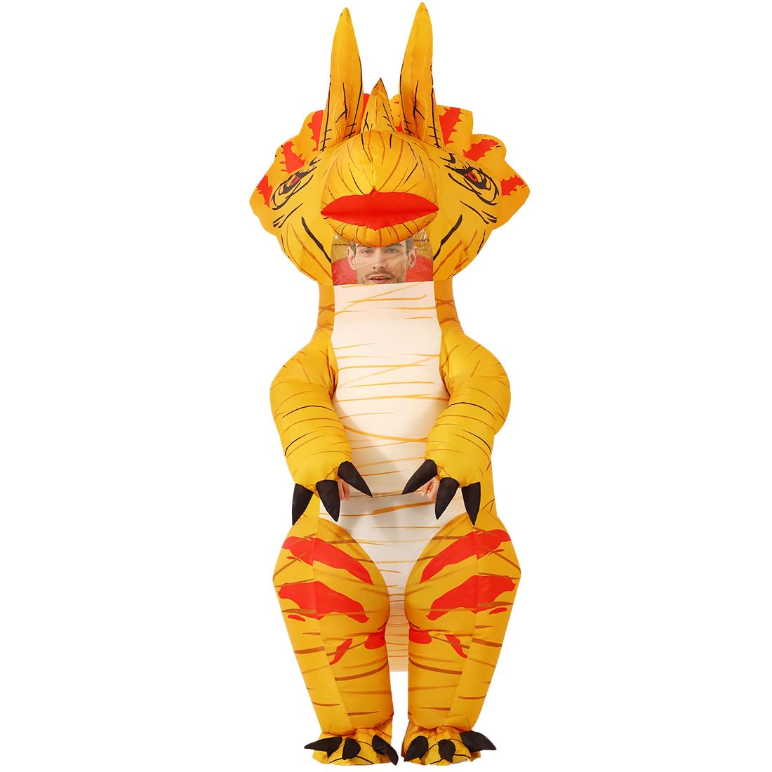 GOOSH Inflatable Triceratops Dinosaur Costume Adult Halloween Blow up Costumes for Women Men Triceratops Air Costume for Party Cosplay Unisex