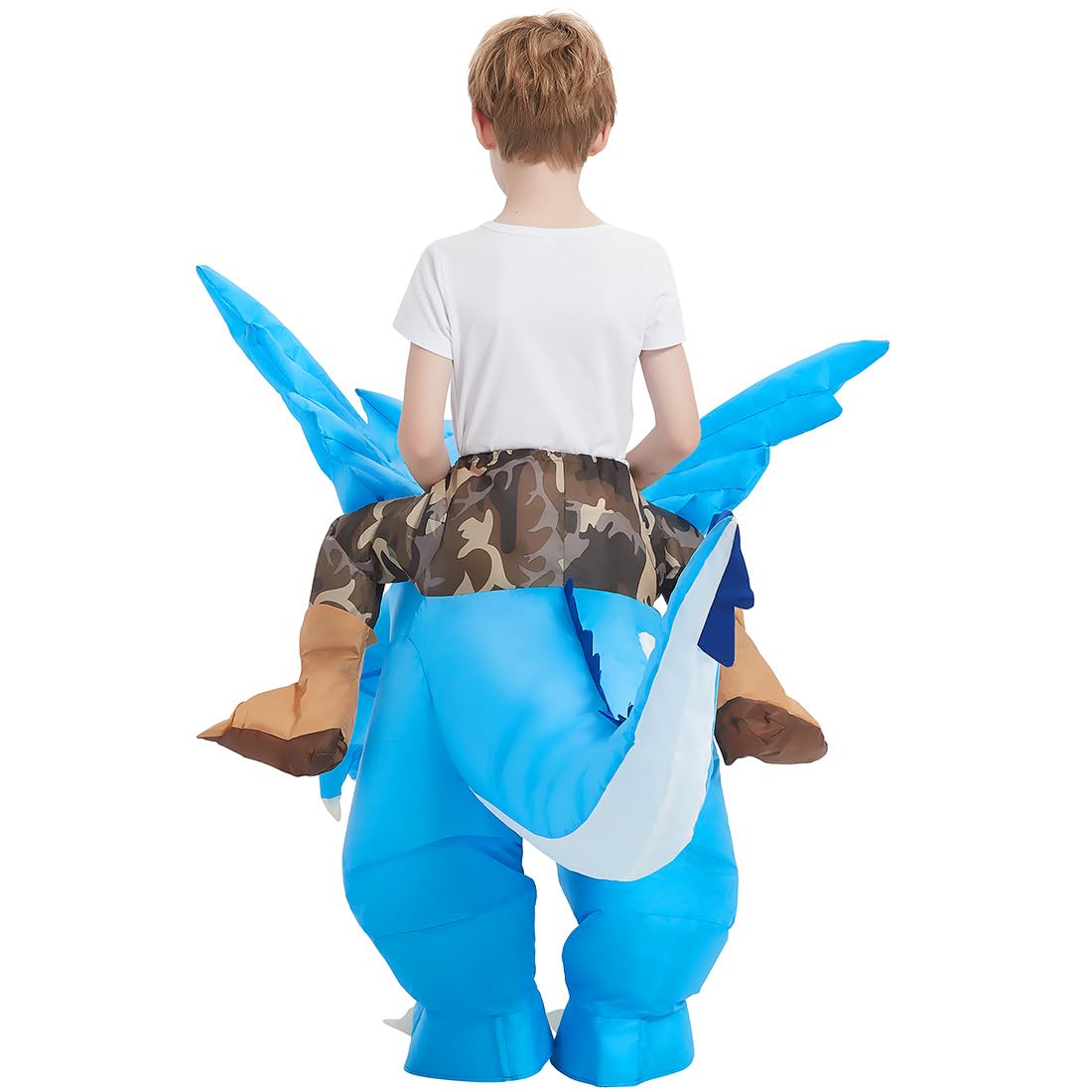 GOOSH Inflatable Dinosaur Costume Kids Halloween Blow up Costumes for Boys Girls Funny Riding Ice Dragon Air Costume for Party Cosplay