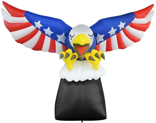 GOOSH 6 FT Tall Patriotic Independence Day 4th of July Inflatable American Flying Bald Eagle Blow Up Inflatables with Build-in LED Lights for Party Indoor,Outdoor,Yard,Garden,Lawn Decorations
