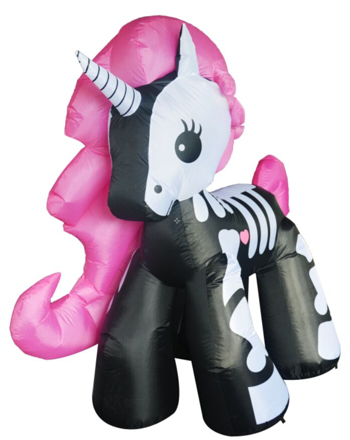 6FT Inflatable Halloween Decorations Inflatables Skeleton Unicorn,Blow Up Skeleton Unicorn Halloween Outdoor Yard Decorations