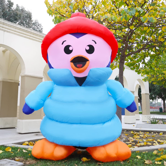 GOOSH 6 FT Height Christmas Inflatables Outdoor Down-Filled Coat Penguin, Blow Up Yard Decoration Clearance with LED Lights Built-in for Holiday/Christmas/Party/Yard/Garden