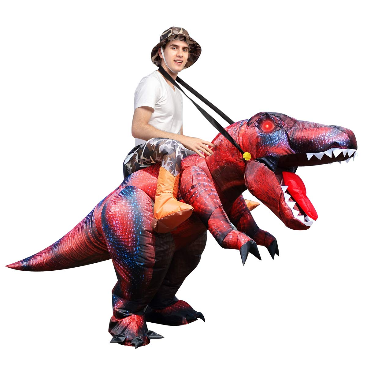 GOOSH Inflatable Costume for Adults, Halloween Costumes Men Women Dinosaur Rider, Blow Up Costume for Unisex Godzilla Toy