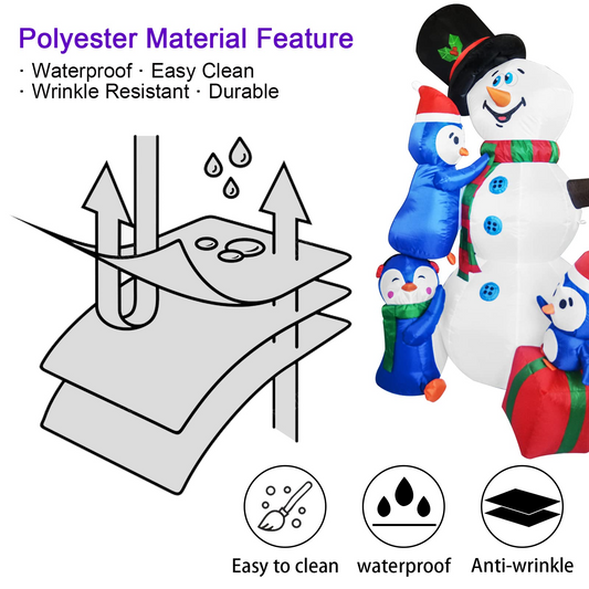 GOOSH Christmas Inflatables 6FT Snowman with Three Penguins with LED Light Yard Decoration,Chirstmas Inflatables Decoration Clearance for Xmas Party,Indoor,Outdoor,Garden,Yard Lawn