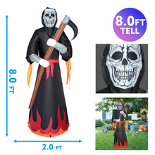 Load image into Gallery viewer, GOOSH 8 Foot Tall Halloween Inflatables Grim Reaper Inflatable Blow Up Outdoor Halloween Decorations
